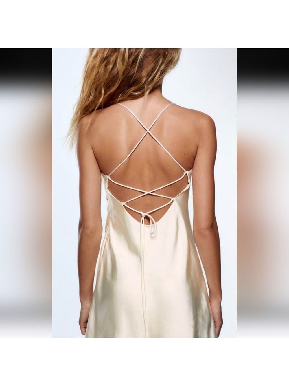 NWT Zara Satin Effect Slip Dress, Size L - Picture 3 of 17